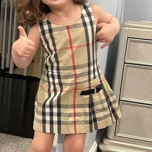 Authentic Burberry girls nova check plaid buckle kilt style dress
